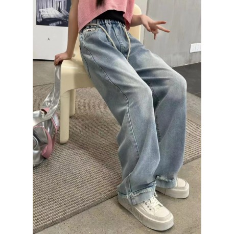 Light Blue Denim Cuff Washed Jeans