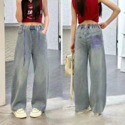 Purple Pocket Denim Pants