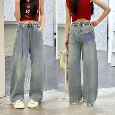 Purple Pocket Denim Pants