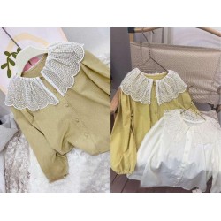 Lime Wave Lace Collar Top