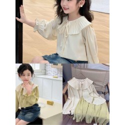 Cream Pleated Collar Top