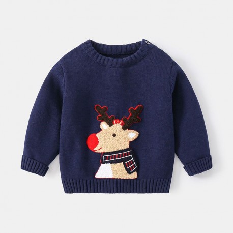 Navy Deer Knit Sweaters