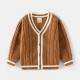 Brown White Knit Cardigan