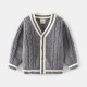 Grey White Knit Cardigan