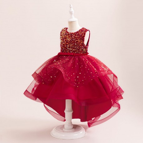 Red Gold Sequins Sparkle Dress