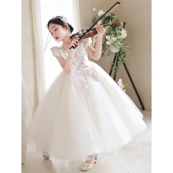 White Premium Embroidery Sparkle Tutu Dress
