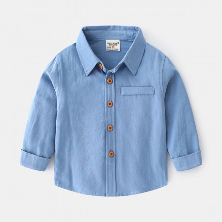 Blue Long Sleeves Basic Shirt