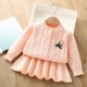 Pink Cable Knit Top Set Skirt