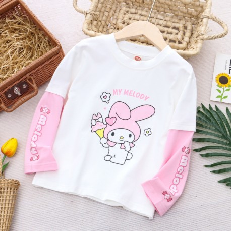 White Mel0dy Two Tone Long Sleeve T-shirt