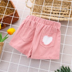 Pink Heart Denim Shorts