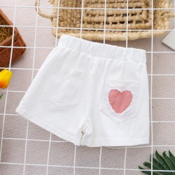 White Heart Denim Shorts