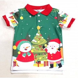 Green Santa Snowman Christmas Polo Shirt