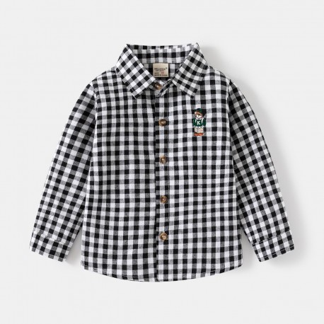 Black Plaid Bear LS Shirt