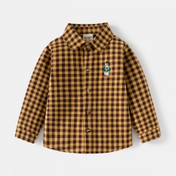 Yellow Plaid Bear LS Shirt