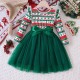 Christmas Snowflakes White Green Tutu Dress