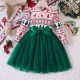 Christmas Deer White Green Tutu Dress