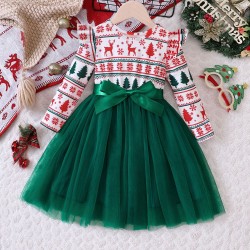 Christmas Deer White Green Tutu Dress