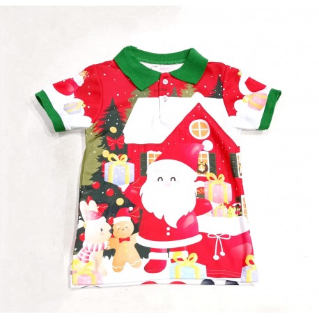 Red Santa Present Christmas Polo Shirt