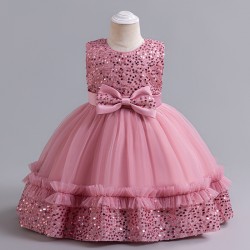 Dusty Pink Sparkle Ribbon Tulle Dress