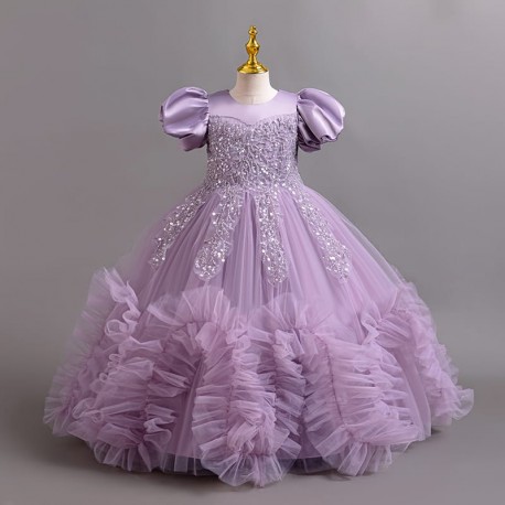 Purple Sparkle Waves Tulle Party Dress