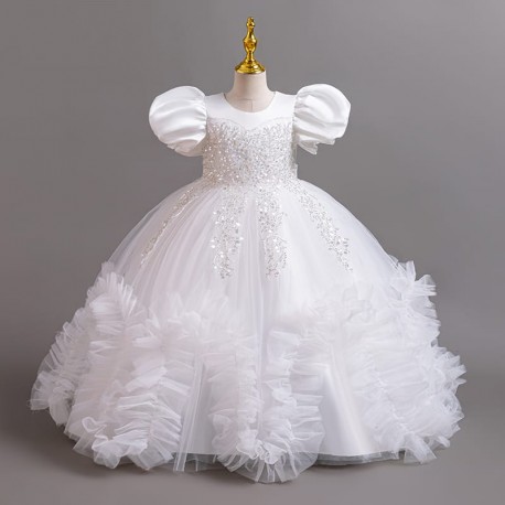 White Sparkle Waves Tulle Party Dress