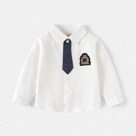 White LS Shirt with Tie