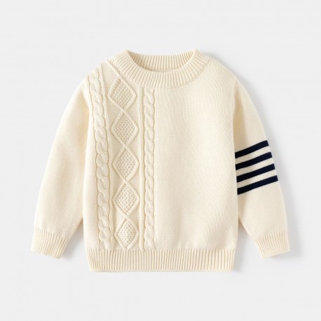 Cream Cable Knit Stripe Sweaters