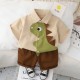 Cream Dinosaurs Shirt Set Brown Shorts