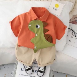 Bricks Dinosaurs Shirt Set Brown Shorts