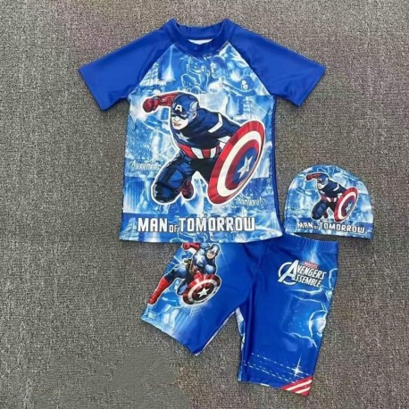 3in1 Blue Captain Amer1ca Swimsuits