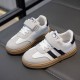 Beige White Three Stripe Shoes