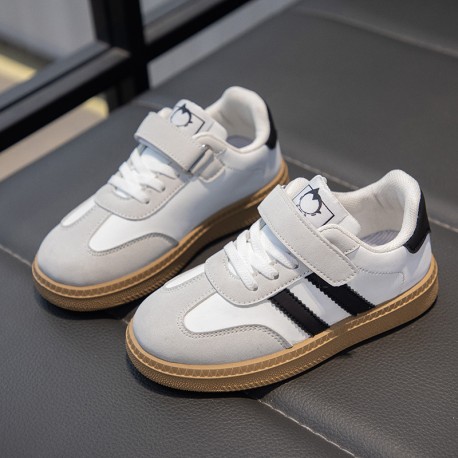 Beige White Three Stripe Shoes