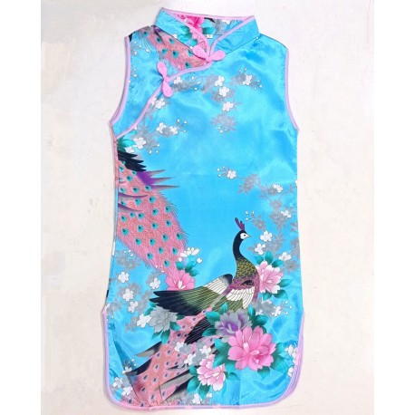 Blue Sateen Cheongsam