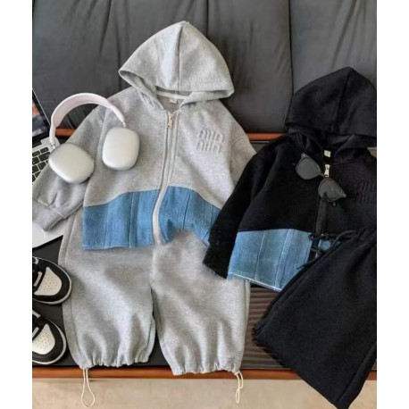 Grey Blue Jacket Set Pants