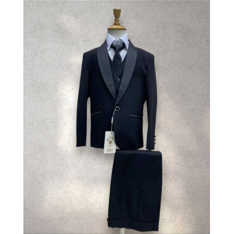 5in1 Black Suit White Shirt Vest Set Pants and Tie