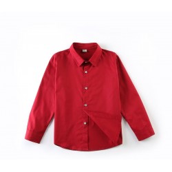 Red  Basic Long Sleeve Shirt