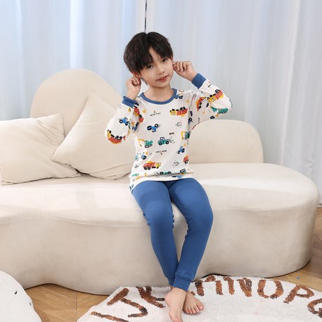 White Blue Vehicles Pyjamas