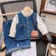 3in1 Floral Top Denim Outer and Pants