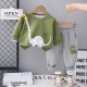 Green Dinosaur Top Set Grey Pants