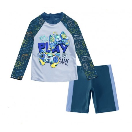 Light Blue Game LS Swimsuit