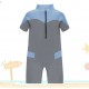Blue Grey One Piece Short Swimsuit