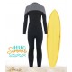 Grey Black One Piece Long Swimsuit