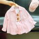 3in1 White Top Set Pink Stripe Shirt Set Short Pants