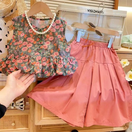 Wild Flowers Top Set Peach Cullote Pants