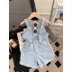 Grey Tank Set 2 Piece Denim Overalls