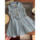 Denim Pleated Dress +Belt