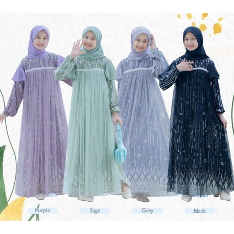 Purple Needles Tulle Gamis 