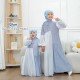 Blue White Stripes One Side Tulle Gamis