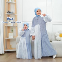 Blue White Stripes One Side Tulle Gamis