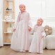 Pink White Stripes One Side Tulle Gamis